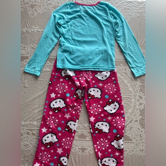 Girls Hello Kitty Size M (7) - 2 Piece Sets of Pajama Loungewear Blue and Pink - Picture 4 of 4